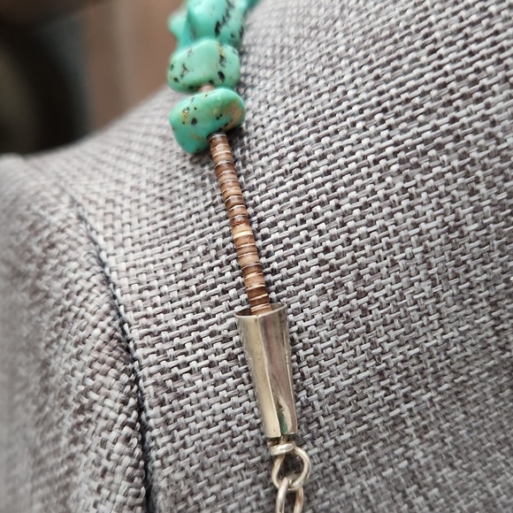 Native American Santo Domingo Chunky Turquoise & Heishi Vintage Necklace  💙🤎 - Picture 6 of 15